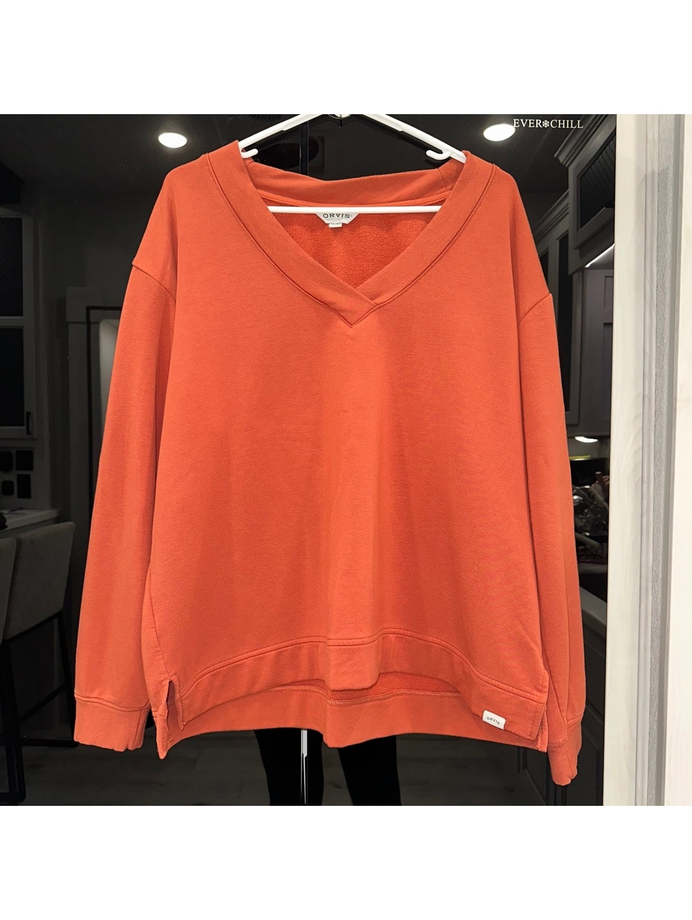 🔥 Orvis Women’s XL Burnt Orange V-Neck Pullover Sweatshirt